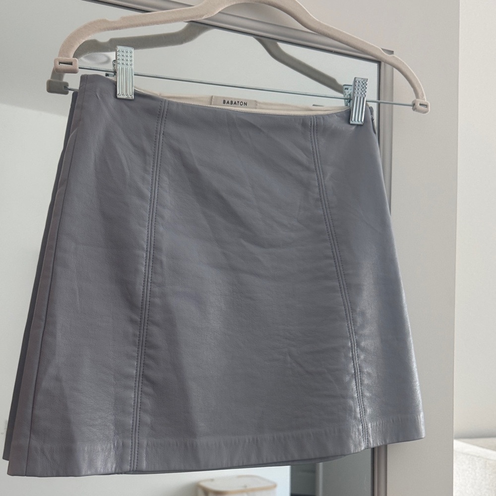 Aritzia Gray Leather Mini Skirt